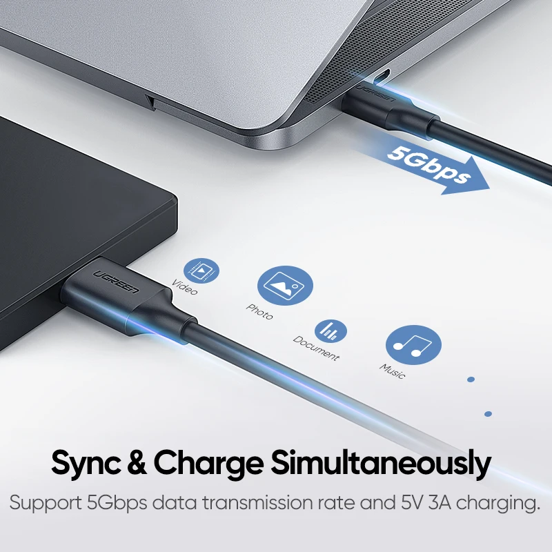 Кабель Ugreen с разъемом USB Type C на Micro B 3 0 для HDD SSD внешнего жесткого диска смартфона