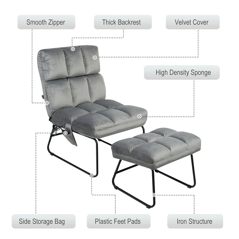 

Electric Remote Control Velvet Massage Chair Two Vibration Levels Five Modes Sturdy Iron Frame Comfort Ottoman Massage Sofa