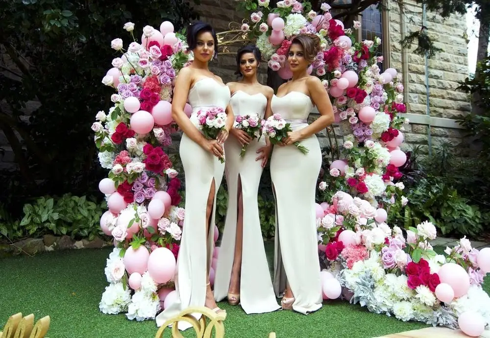 Sweetheart Slit Mermaid Girls The Maid of Honor Bridesmaid Dress with Belt | Dresses