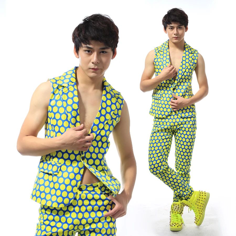 Новый праздничный наряд для мужчин сценический костюм топы/брюки одежда певицы