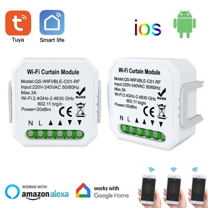 

Модуль переключения затвора для шторы Tuya WiFi RF433, для работы с Google Home, Alexa, голосовое управление, таймер, Расписание, переключатель «сделай сам...