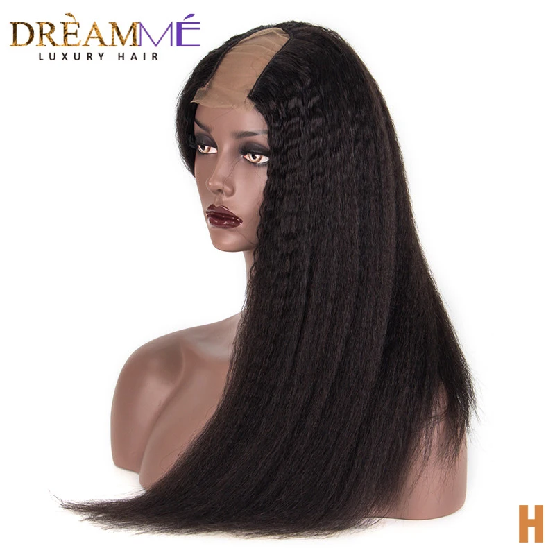 

Kinky Straight U Part Wig For Black Woman Human Hair Wigs Brazilian Remy Hair 150 Density Italian Yaki Machine Made Wig Glueless