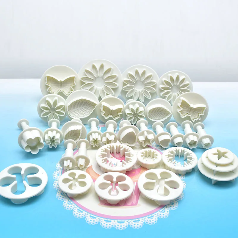 

33pcs/set Plastic Flower Fondant Cake Decorating Tools Sugar craft Plunger Cutter Baking Cookies Mold Kitchen tool