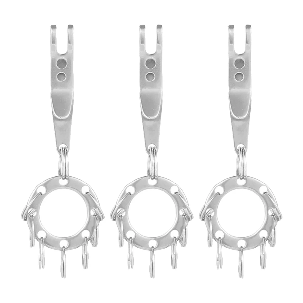 

3Pcs Suspension Clips Outdoor Keychains Fashion Hanging Bag Pendants (Silver)