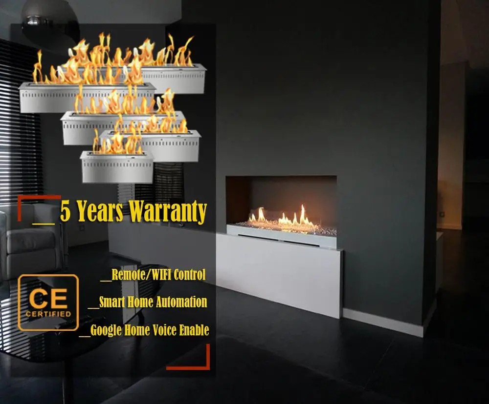 

Inno-Fire 24 inch remote conrol intelligent black or silver bio ethanol fireplace mantel
