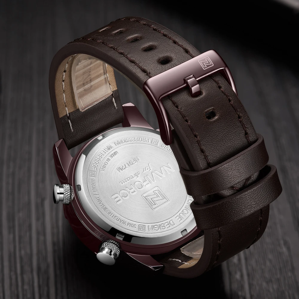 

NAVIFORCE New Men Watches Top Brand Luxury Sport Quartz Watch Men Leather Waterproof Analog Digital Wristwatch Relogio Masculino