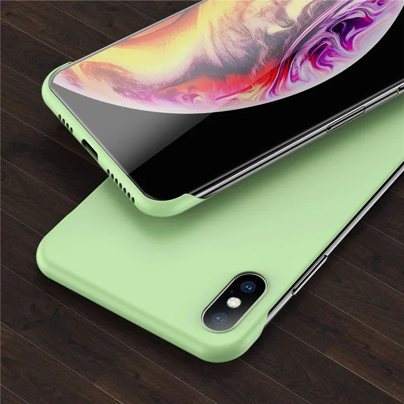Green Бескаркасный чехол USLION ярких цветов для iPhone X, XR, XS, Max, 11 Pro, матовый чехол для телефона, для iPhone 11, Pro, Max, 7, 8, 6, 6S Plus, Ультратонкий Жесткий чехол из поликарбоната - Цвет: Green