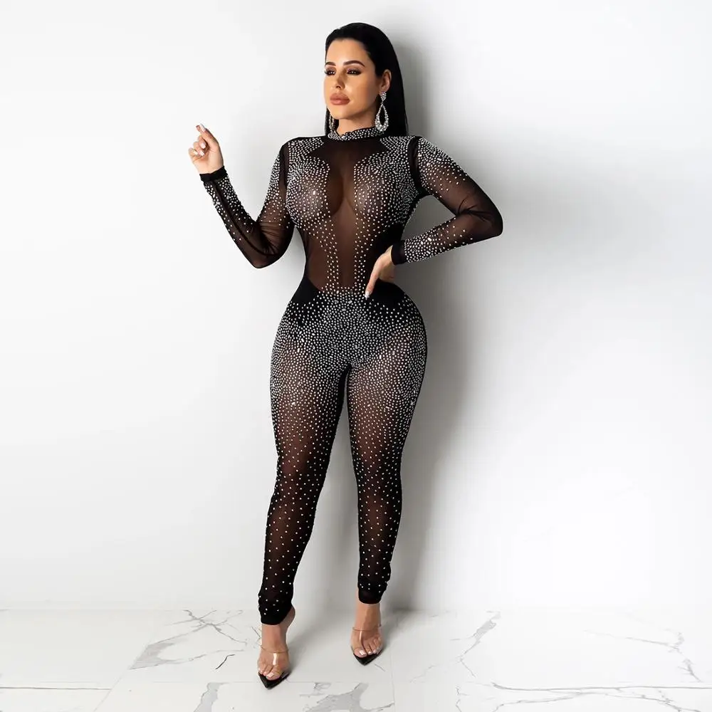 Соблазнительные стразы комплект в сеточку Для женщин перспектива с длинным