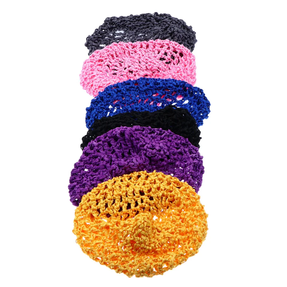 

6pcs Crocheted Hair Net Practical Crocheted Hairnet Colored Crocheted Hairnet