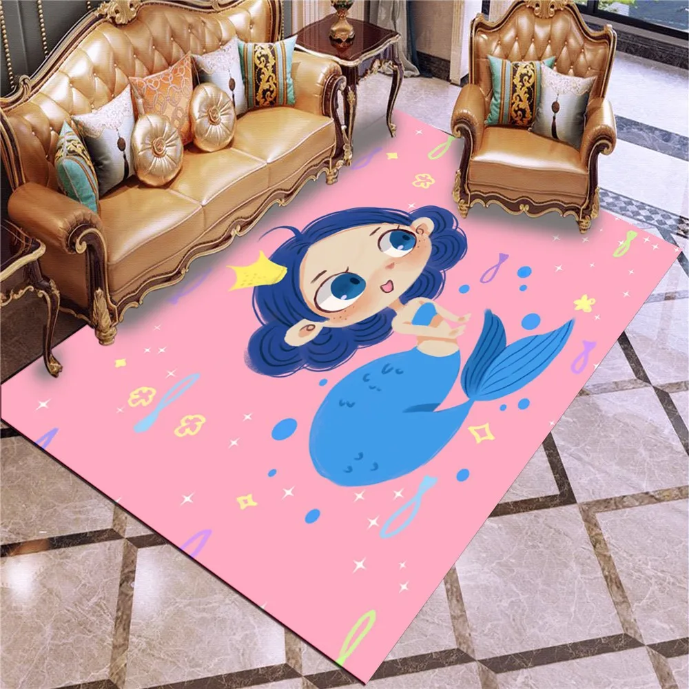

Mermaid Carpet 3D Print Cartoon Animal Rug For Bedroom Floor Carpet For Living Room Baby Play Mat Christmas Gift Home Carpet
