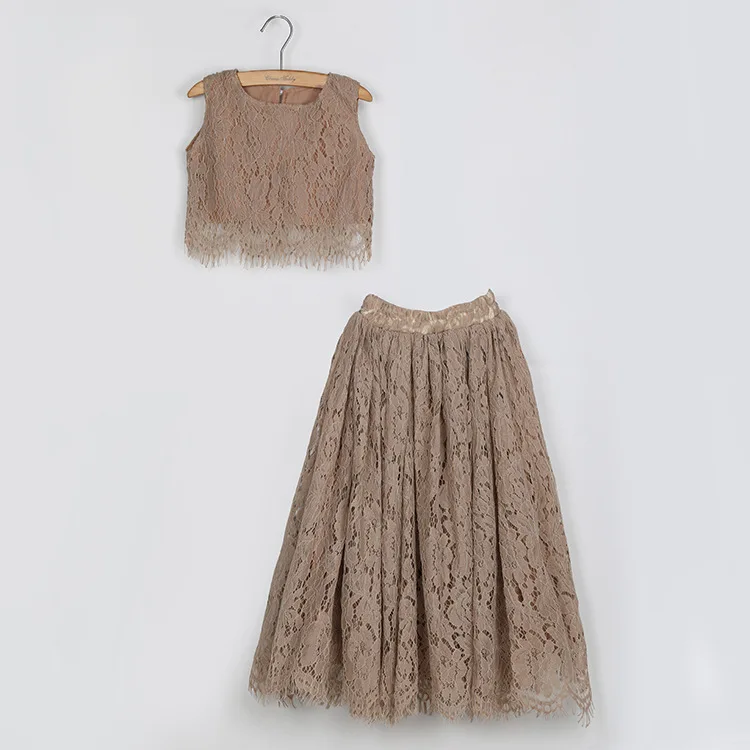 2020 новый летний кружевной комплект одежды для маленьких девочек элегантные