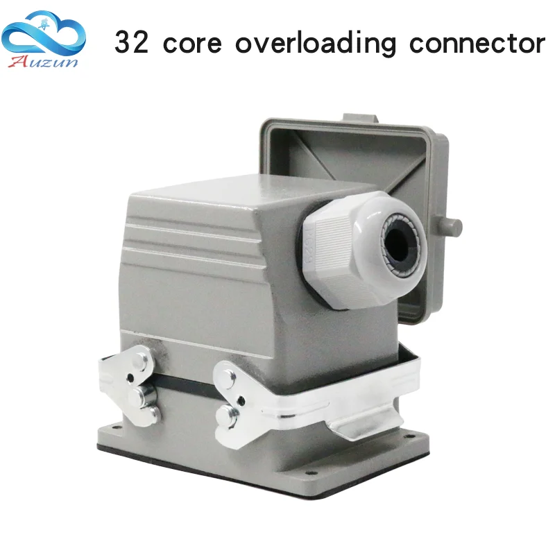 Сверхмощный разъем 32 ядра прямоугольная авиационная розетка h32b-he-032 промышленная Водонепроницаемая 16А с крышкой