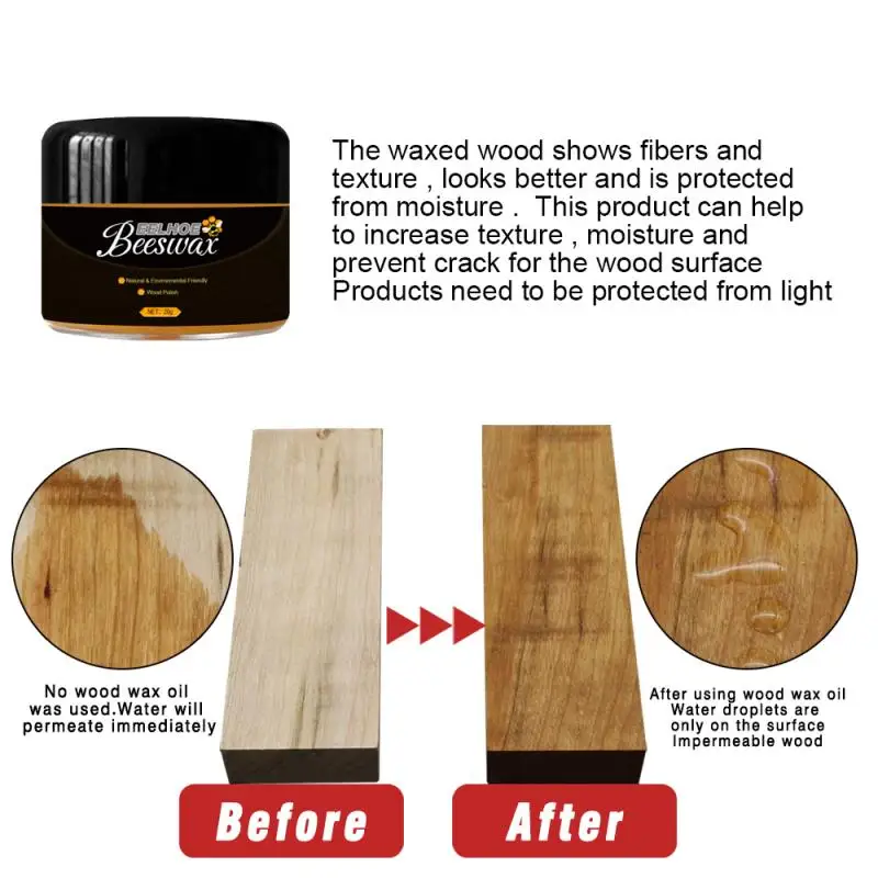 

40g Wood Seasoning Beewax Home Solid Wood Maintenance Wax Furniture Care Cleaning Polishing Renovation Beeswax With Sponge