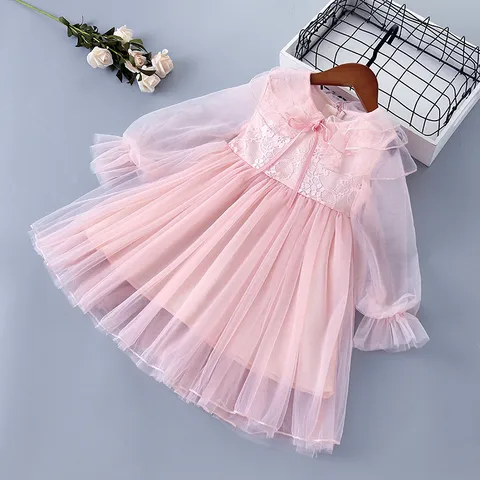 От 3 до 7 лет весеннее платье высокого качества для девочек Новинка 2020 года, кружевная шифоновая детская одежда с цветочным рисунком и рюшами платье принцессы для девочек