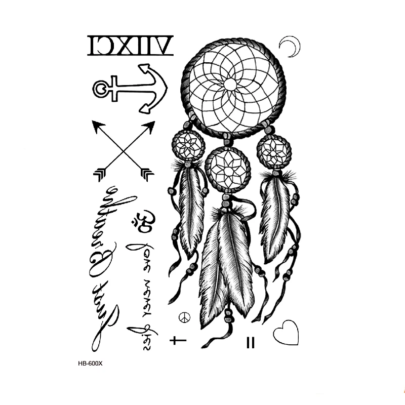 Временная тату-наклейка Dreamcatcher водонепроницаемая тату в виде перьев на рукавах