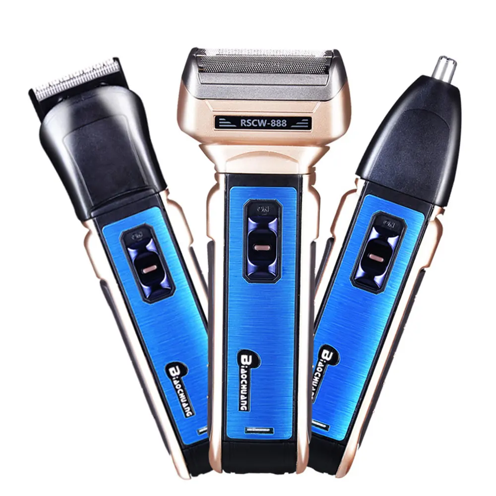 

Машинка для стрижки волос Мужская, 3 в 1, перезаряжаемая, для носа, ушей, бороды