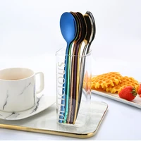 304 stainless steel spoons household titanium plated coffee stirring thickened long handle dual purpose small
