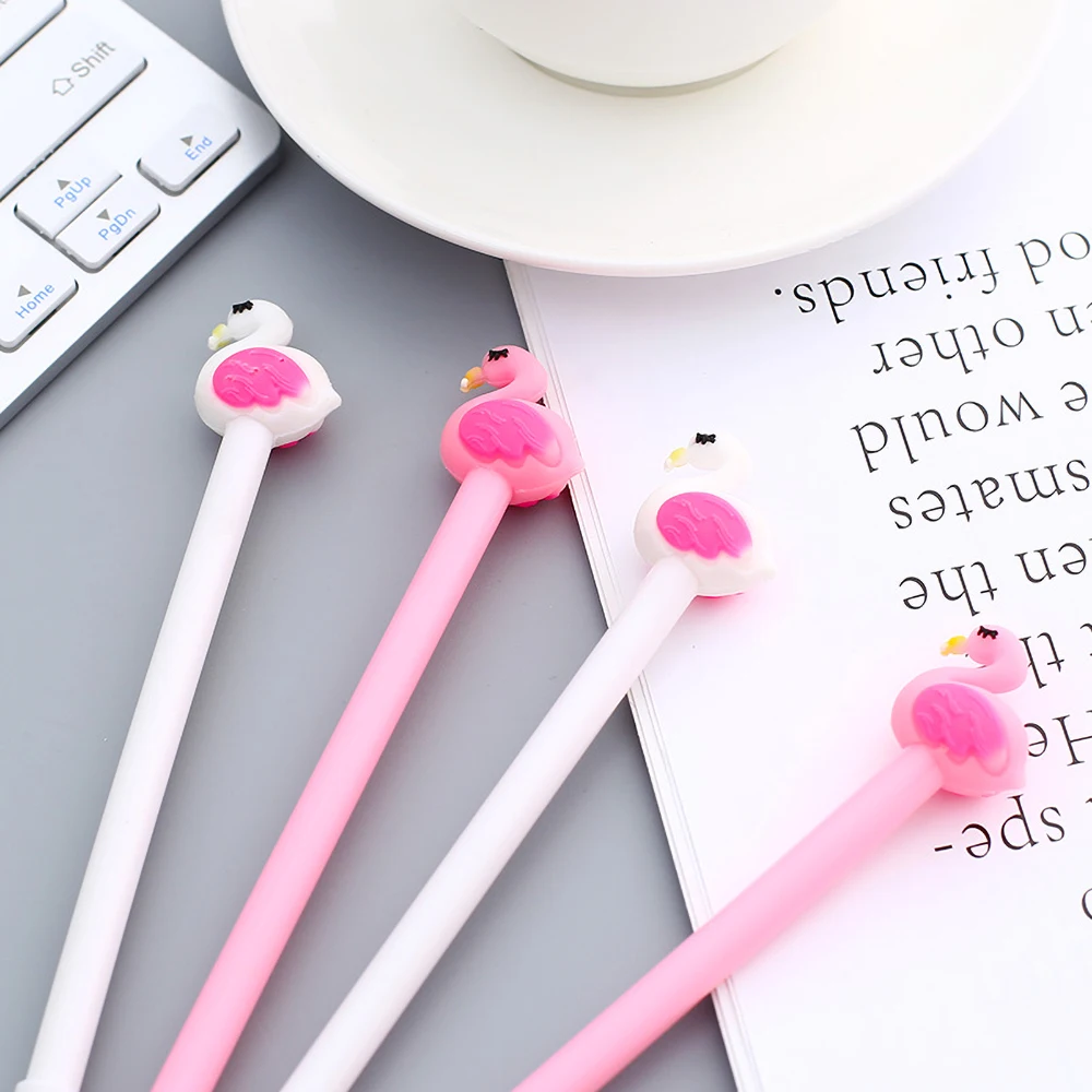 Необычная каваи Милая гелевая ручка в виде фламинго белый розовый Аниме