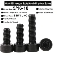 5pcs grade 12 9 screws 516 18 bsw unc thread alloy steel hexagon socket knurled cap head bolts thread length 122 12 inches