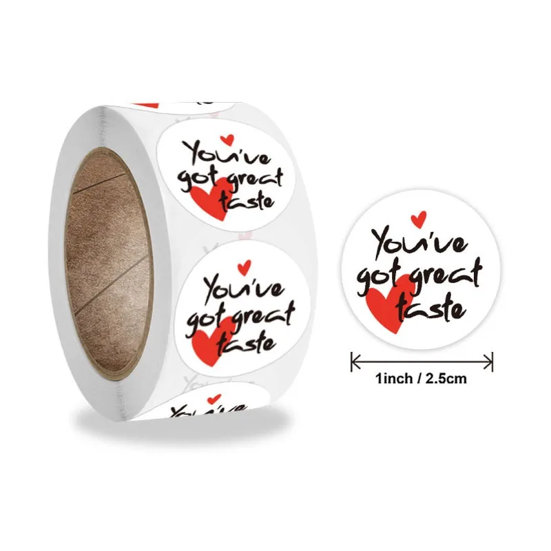

500piece per roll 1inch hand heart thank your got great taste love wedding decoration sticker label packaging box DIY 25mm