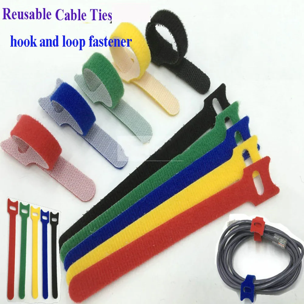50pcs Wholesale 12*300mm Nylon Reusable Cable Ties with Eyelet Holes back to back cable tie nylon strap hook loop wire wrap tape