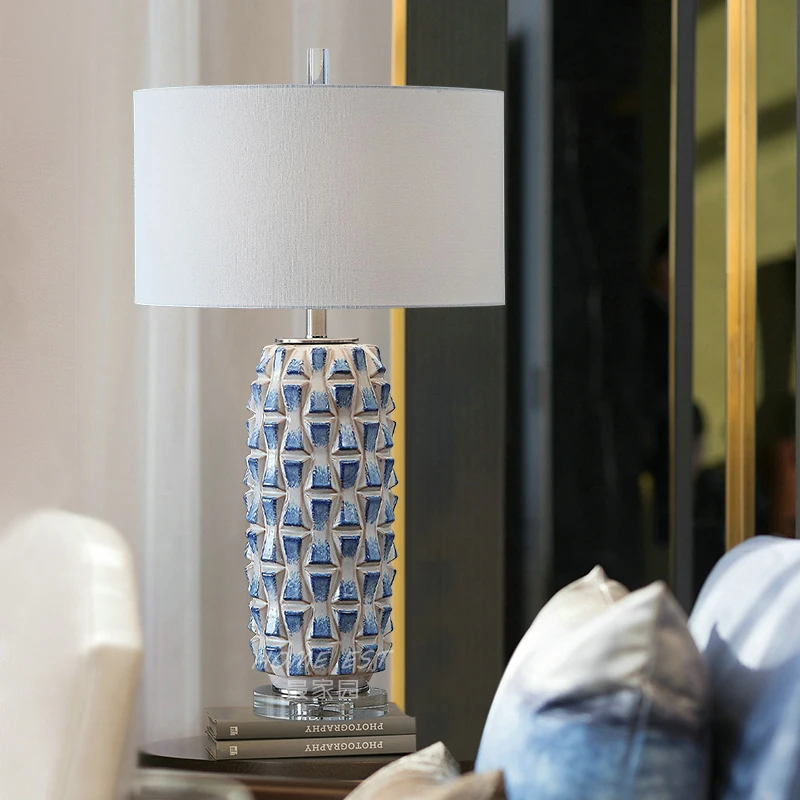 

Light luxury desk lamp bedroom bedside lamp modern simple Italian designer living room Blue Villa ceramic desk lamp