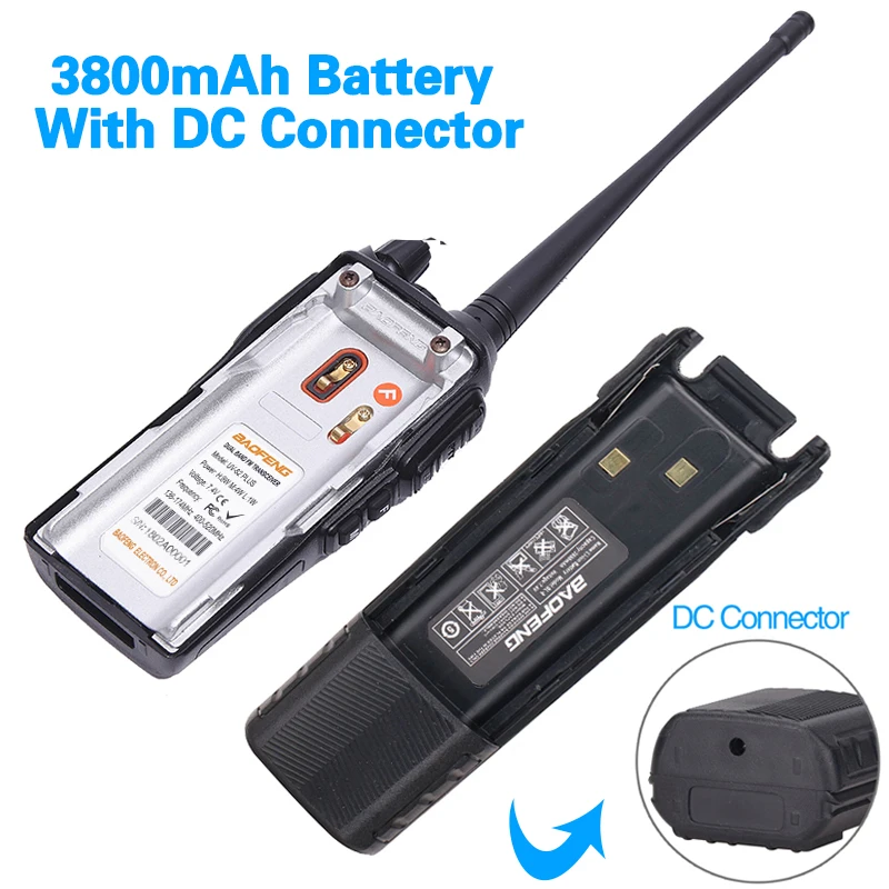 Baofeng UV-82 Plus Walkie Talkie 8W Powerful 3800 mAh Battery DC Connector UV82 Dual PTT Band two way radio 771 tactical Antenna enlarge
