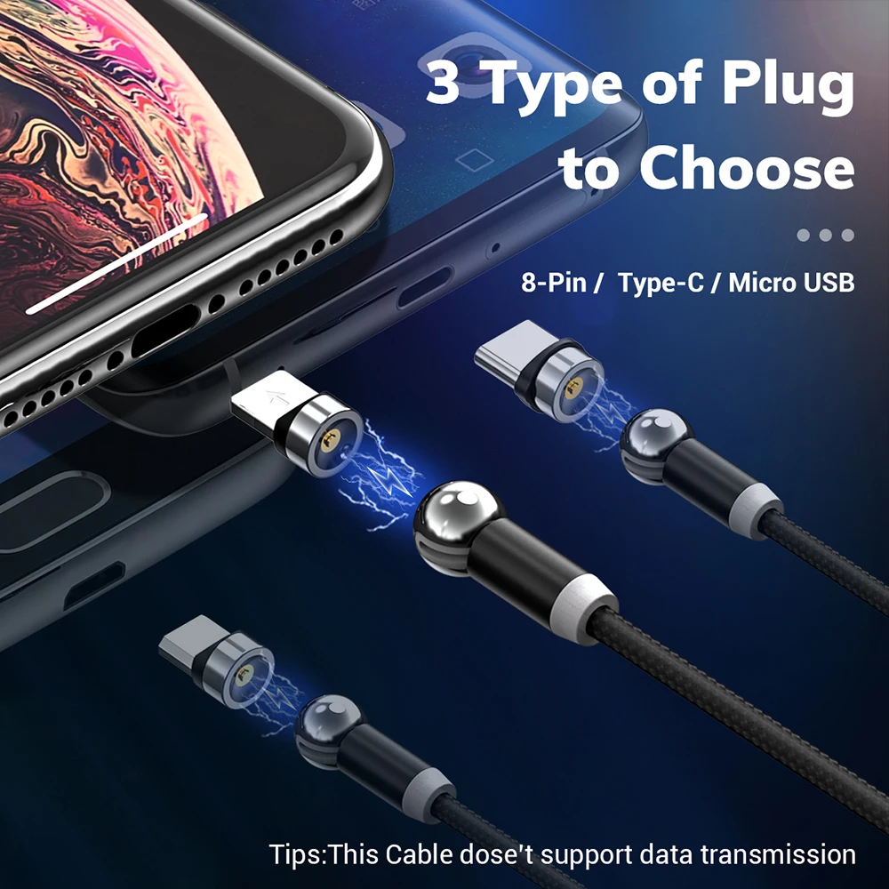 Магнитный кабель TOPK AM28 с поворотом на 360 градусов usb-кабель для iPhone 11 Pro Max Xs 8 7 6 Plus 5