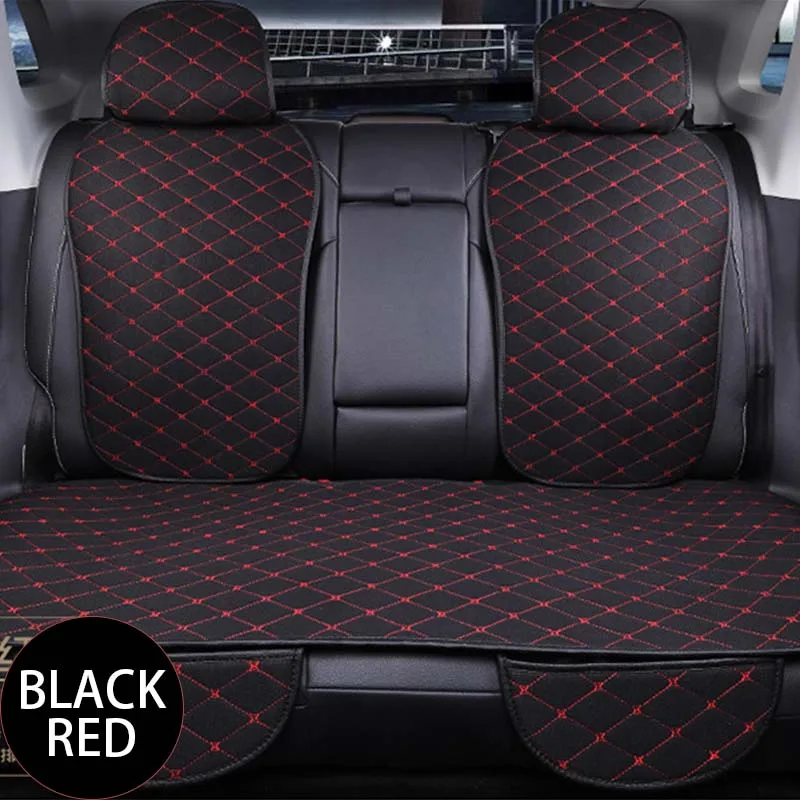 Rear Black Red 1pc SEAMETAL чехлы для сидений автомобиля льняная подушка для сидений автомобиля четыре сезона защита салона коврики универсальный набор сидений авто аксессуары - Название цвета: Rear Black Red 1pc