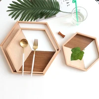 nordic hexagonal wooden room serving tray afternoon tea time coffee cake dinner plates decoration dessert serving tray tableware