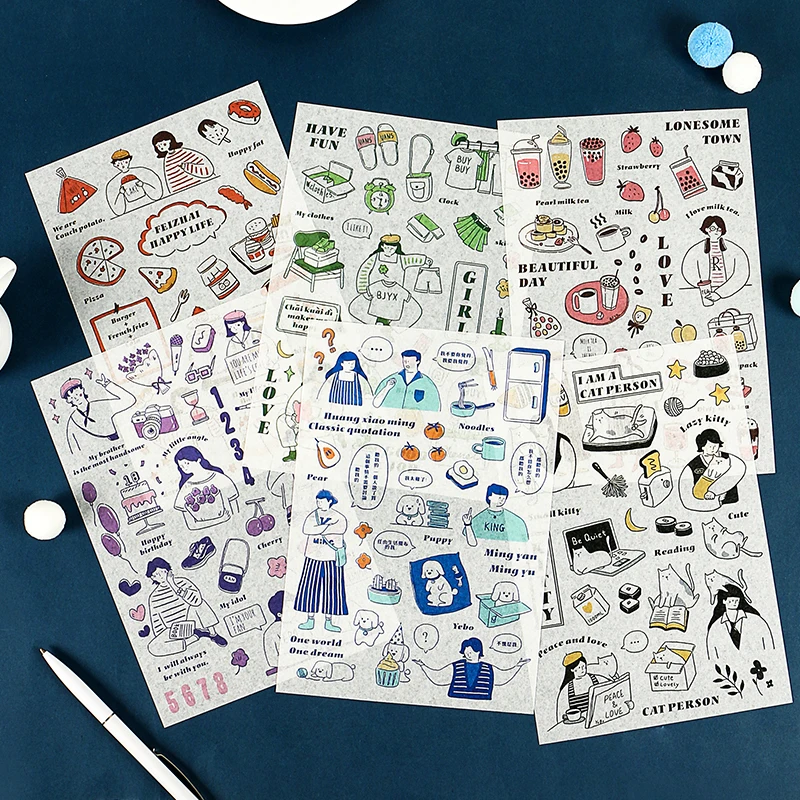 1 Лист наклейки серии Happy Source Плоские милые свежие декоративные стационарные