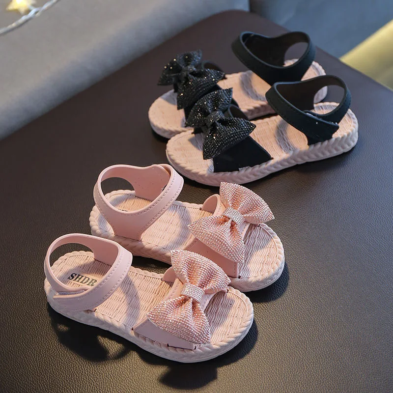 

New Girls Sandals Summer Kids Princess Shoes Soft Cute Bowtie Little Girls Casual Shoes Children Beach Sandals Toddler Sandal