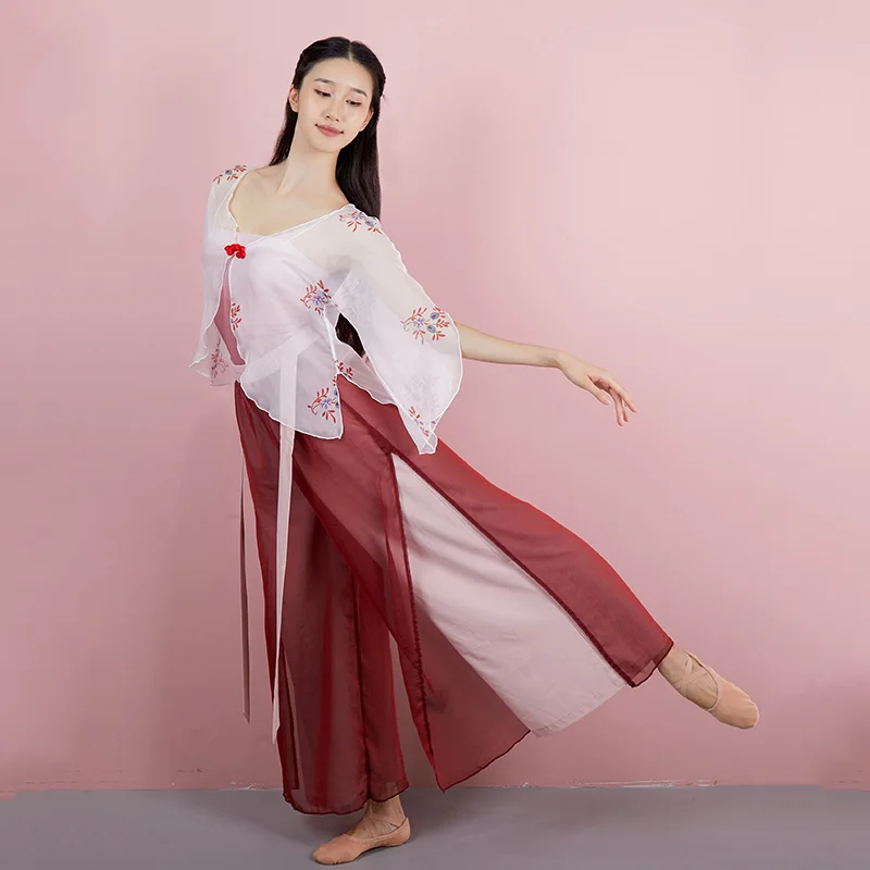 

Новинка 2021, топы для классических танцев для женщин, лирический танцевальный костюм, одежда для китайских народных танцев, сказочный костюм...