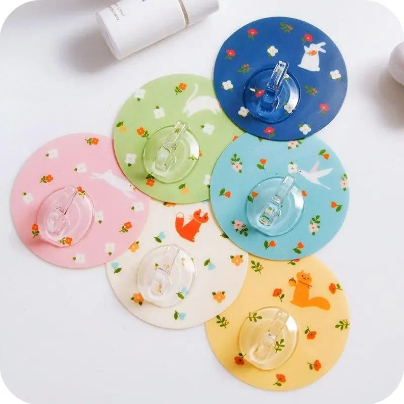 

Small Floral Door Hook Nail-free Seamless Multi-function Storage Hook Clothes Hat Key Hanging Tool Holder Bathroom Kitchen Using