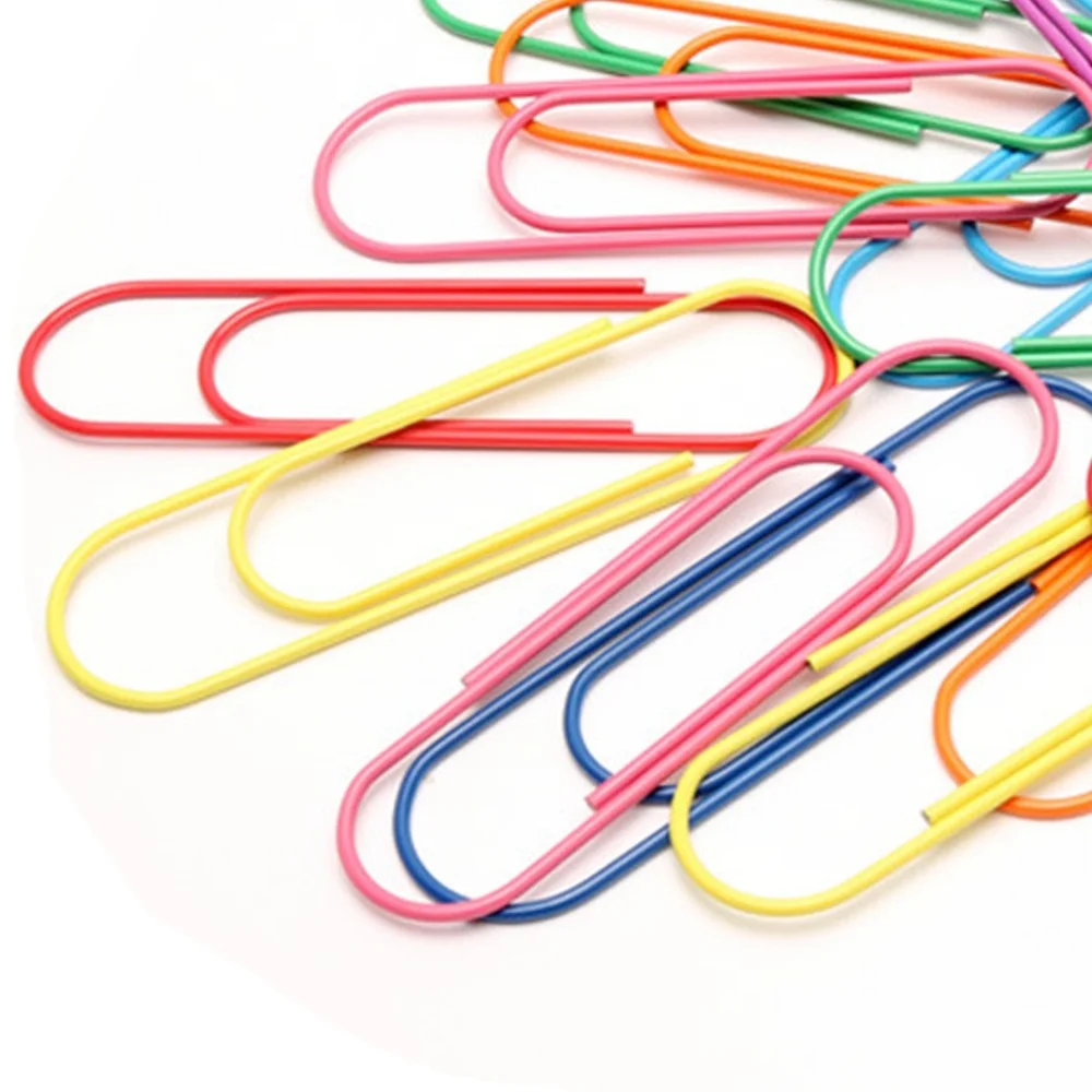 

40pcs Paper Clips Mixed Color 100MM Jumbo Metal-Coated Paper Clip Holder Multicolored Files Sheet Holder for Office School(Rando