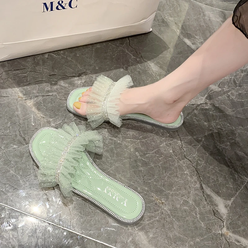 

HOT 2020 Slippers Women Shoe Fashion Flats Summer Women Slippers Fashion Lace Non-slip Basic Casual Slip on Casual SIZE 35-40