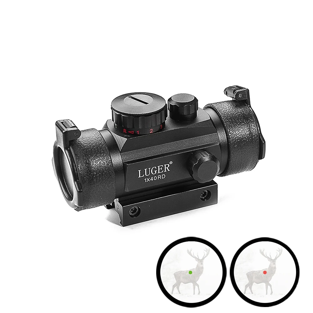 Flip up Caps-1 LUGER 1x40 красный зеленый точечный прицел 11 мм и 20 мм рельсовая охотничья оптика голографический красный точечный прицел тактический прицел для пистолета - Цвет: Flip up Caps-1