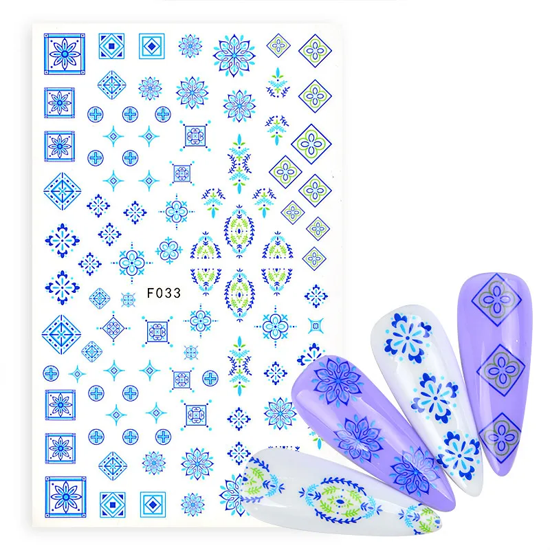 

Новинка 2022, стикеры 3D на ногти Nail Art, Богемия, синий Тотем, абстрактное изображение, наклейки для ногтей, наклейки для ногтей, украшения, маник...