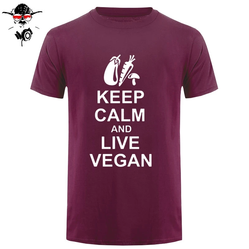 Новая летняя мужская футболка с коротким рукавом Keep Calm And Live Vegan хлопковая