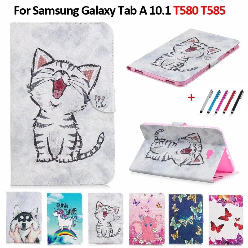 Чехлы для Samsung Tab A 10 1 чехол планшета с милым котом единорогом щенком бабочкой 2016