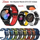 Ремешок силиконовый для смарт-часов Huawei Watch GT2 GT3 42 ммHonor ES, Воздухопроницаемый браслет для наручных часов GT3 42 мм