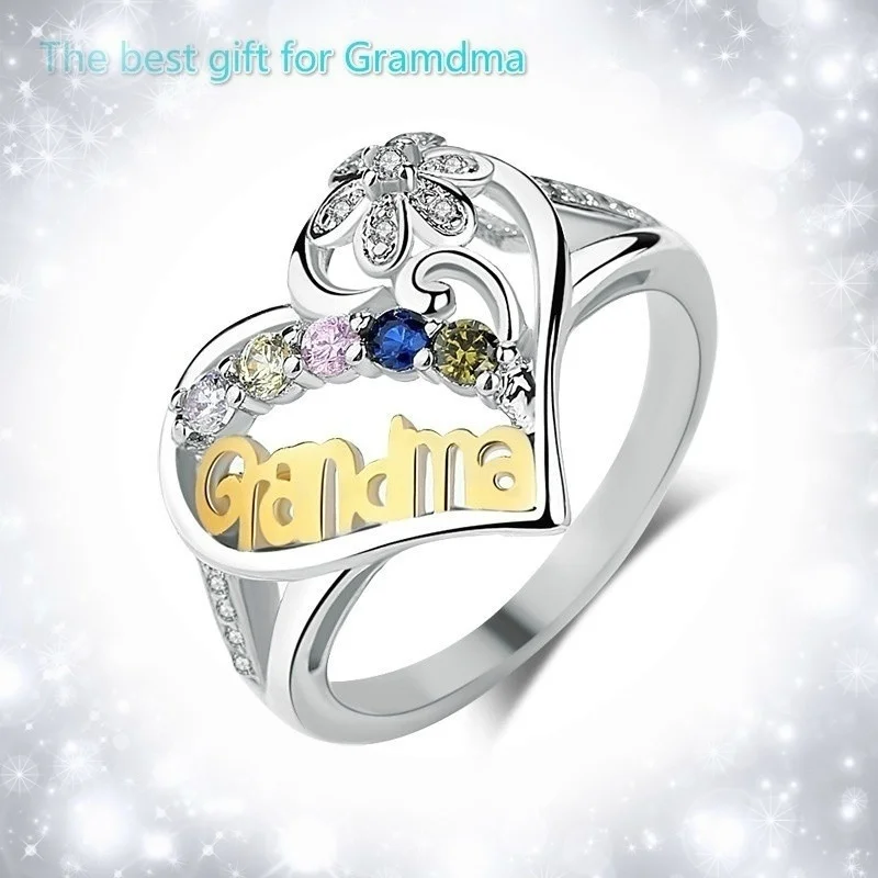 Новый подарок на день матери белое золото сердечко кольцо для любви женское