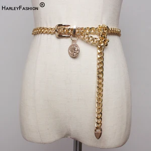 HarleyFashion Women Fashion Accessory All-match Metal Chain Belt European Stylish High Street Quality Belt for Blazer for Dress
