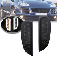 for porsche led drl turn signals position daytime running light for porsche cayenne i 957 9pa 2006 2010 smoked lens whiteamber