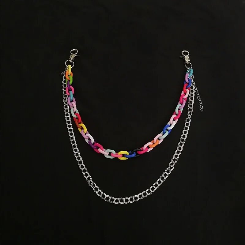 

New Colorful Plastic Metal Chain Detachable Waist Chain Female Cute Harajuku Style Short Pantskirt Chain Can Be Used As Necklace