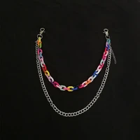 new colorful plastic metal chain detachable waist chain female cute harajuku style short pantskirt chain can be used as necklace