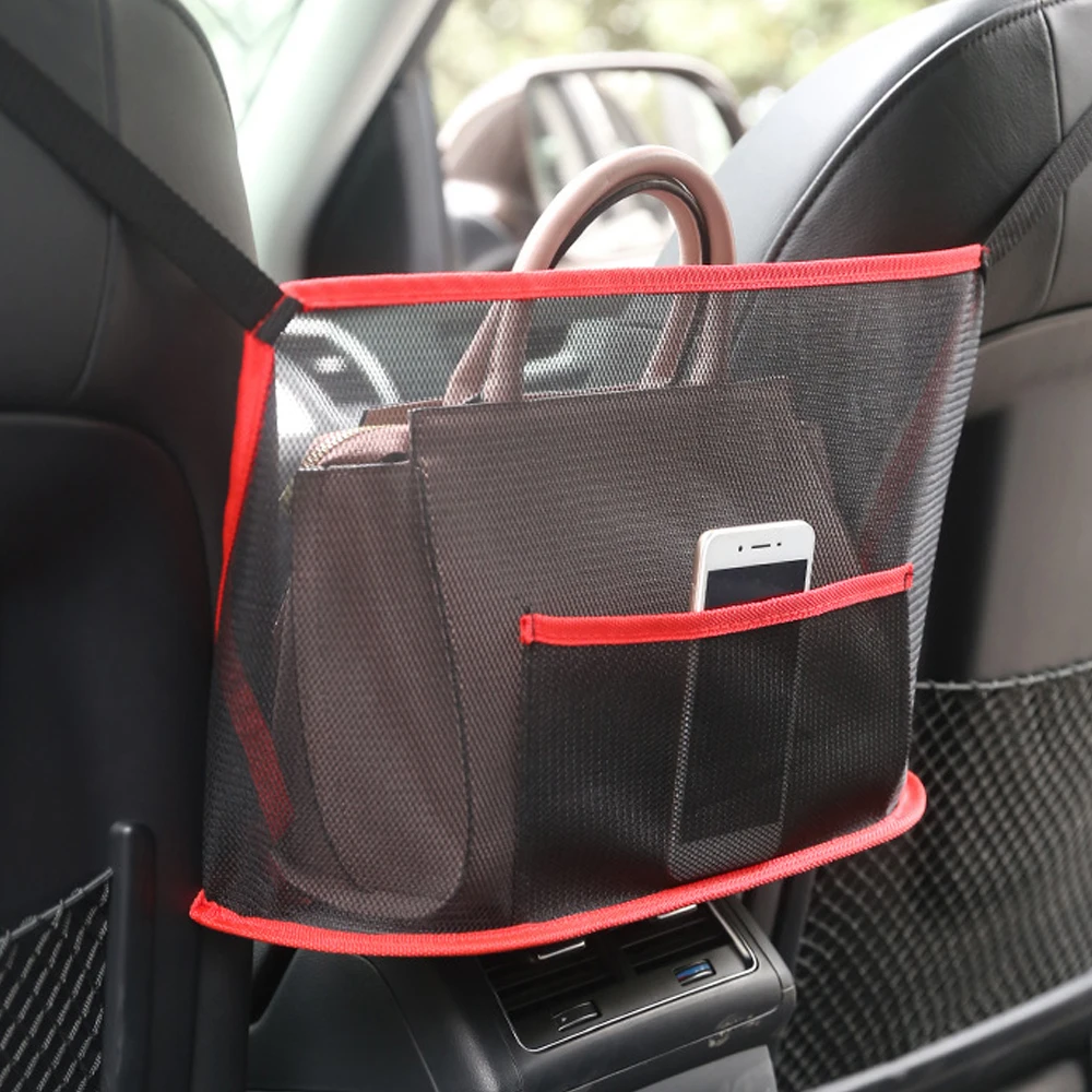 

Universal Car Net Pocket Seat Back Mesh Organizer Handbag Multifunction Car Seat Storage Net Bag Sundries Pouch Phone Document