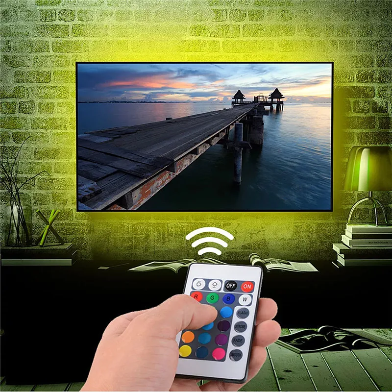 Светодиодная лента 5 в USB светильник RGB 5050 SMD с дистанционным управлением HD ТВ