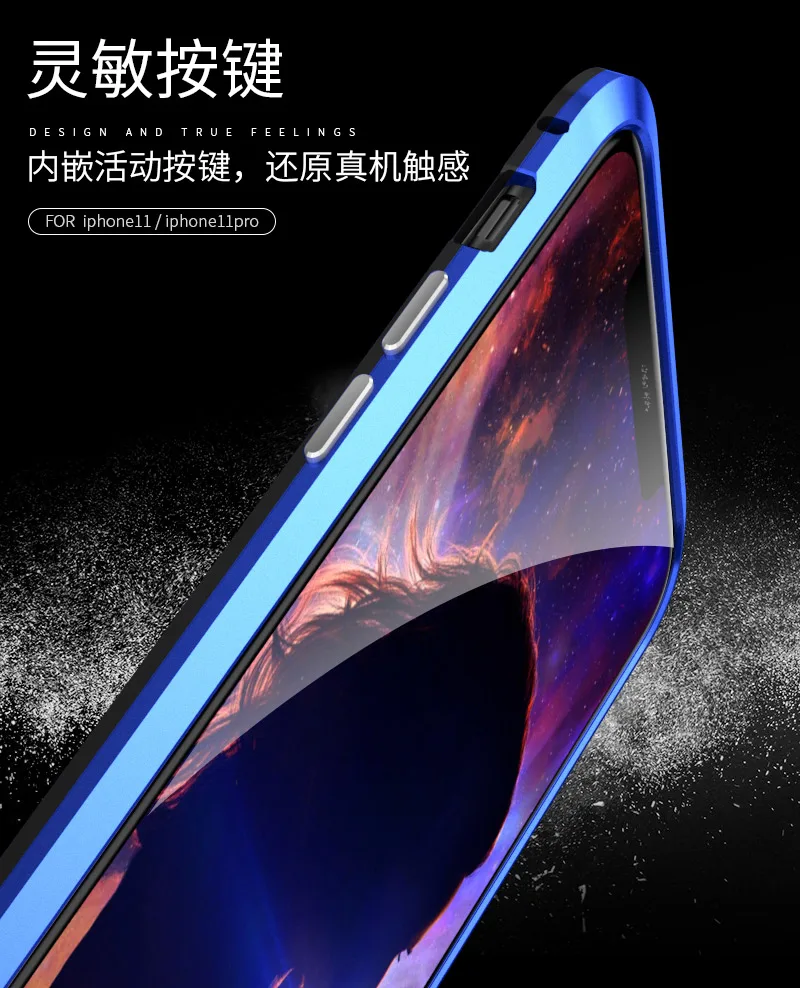 Двойной чехол из закаленного стекла для iPhone 11 Pro Max чехол с металлической рамкой Магнитный противоударный чехол для iPhone 11 Pro Max Shell