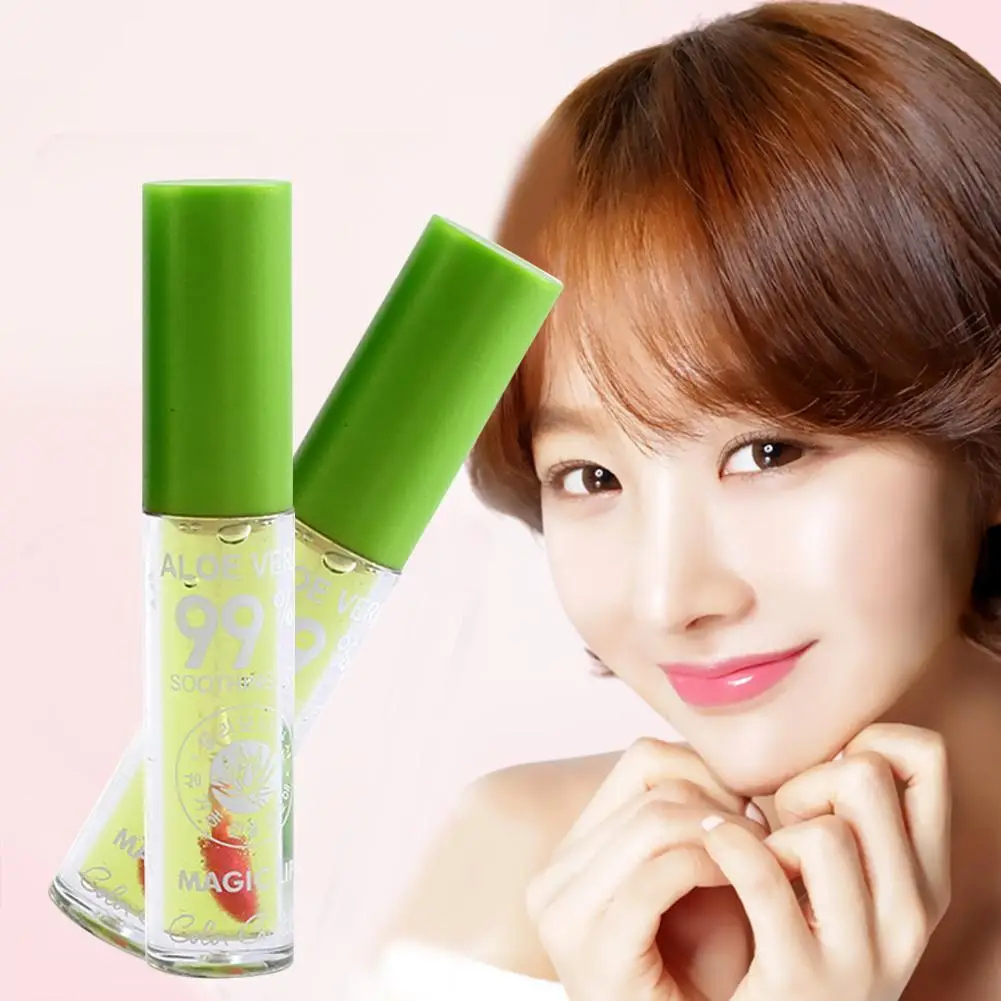 Блеск для губ с алоэ вера Увлажняющая помада цветной блеск температурный цвет